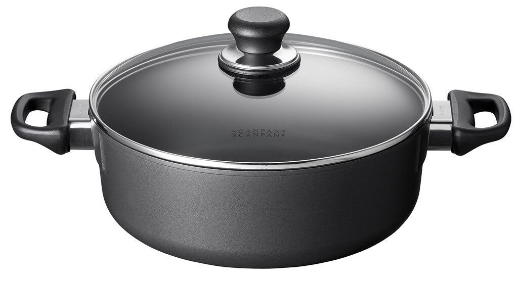 SCANPAN Classic sautergryde 26 cm med glaslåg set forfra