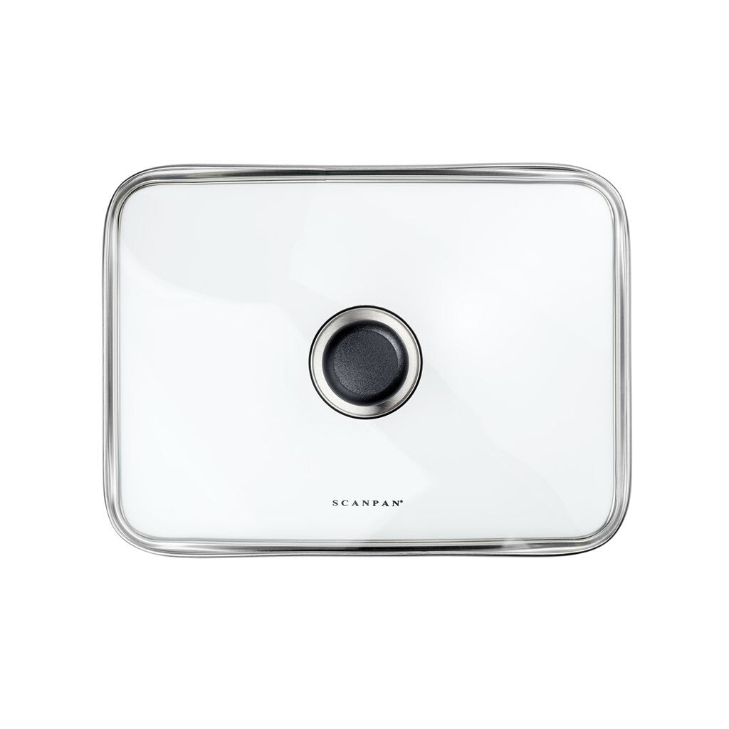 SCANPAN glaslåg til bradepande 29 x 21 cm set ovenfra