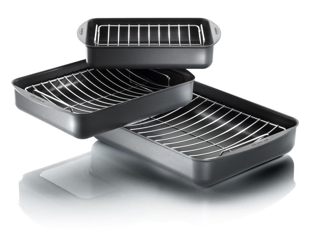 SCANPAN Classic braadslede 39 x 27 cm met rooster in drie maten