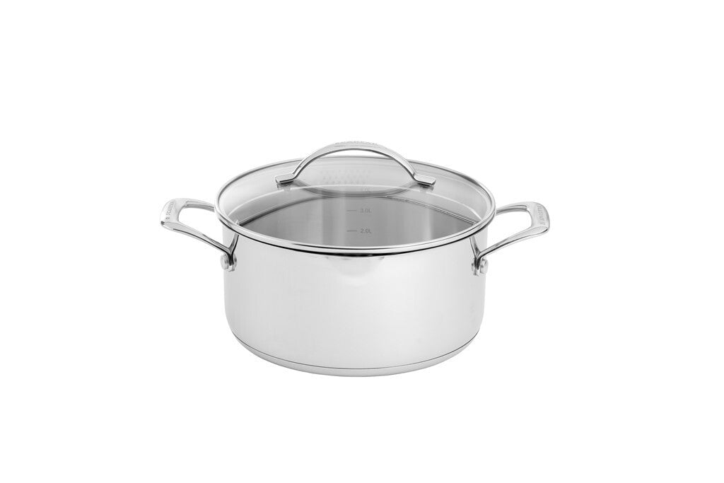STS gryde 24 cm i rustfrit stål set oppefra
