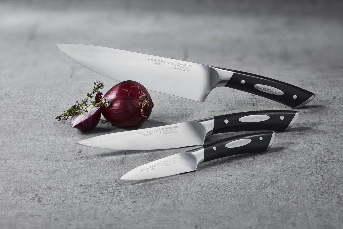 SCANPAN Classic kokkesæt med urtekniv, universalkniv og kokkekniv