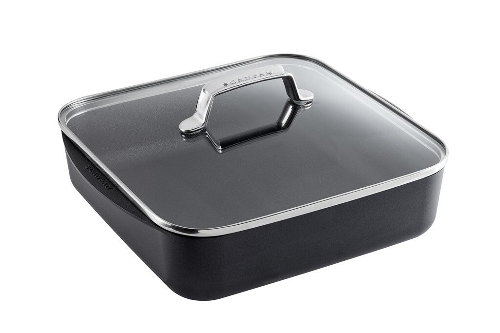 TechnIQ Square braadslede 28 × 28 cm met glazen deksel
