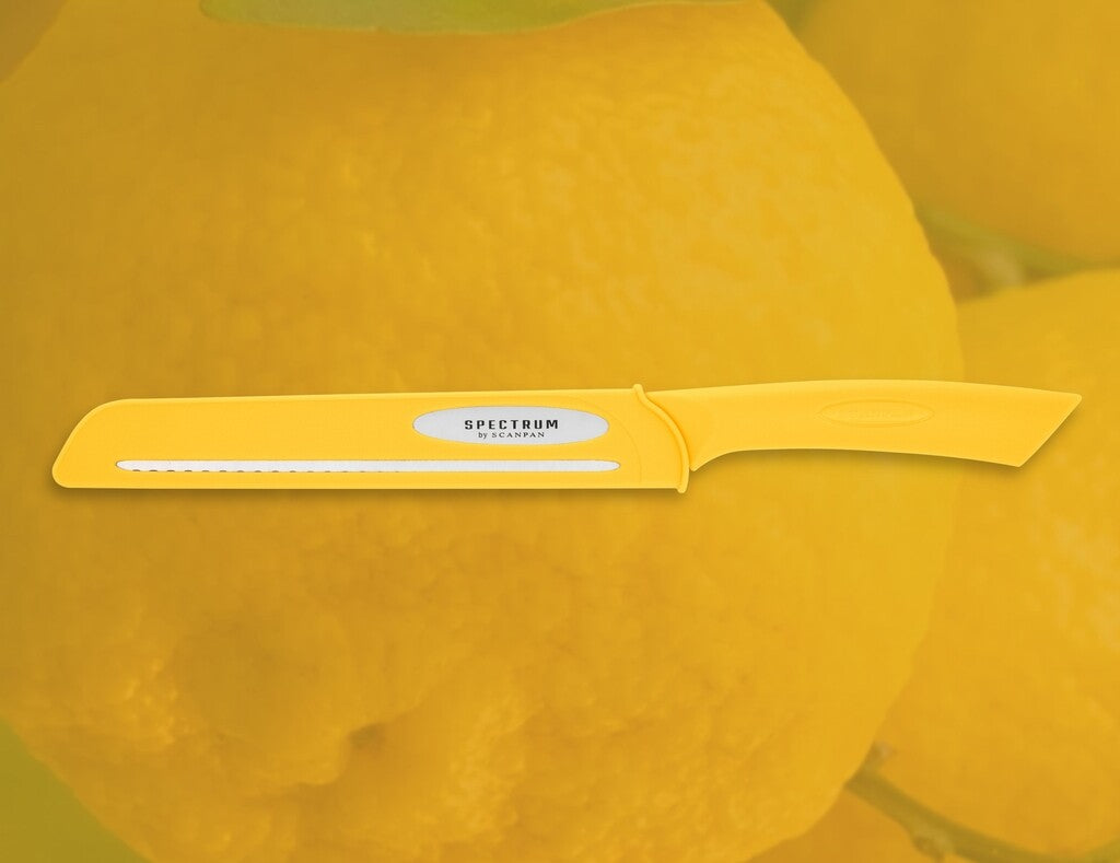 Spectrum bread knife in Sunstruck shown in use